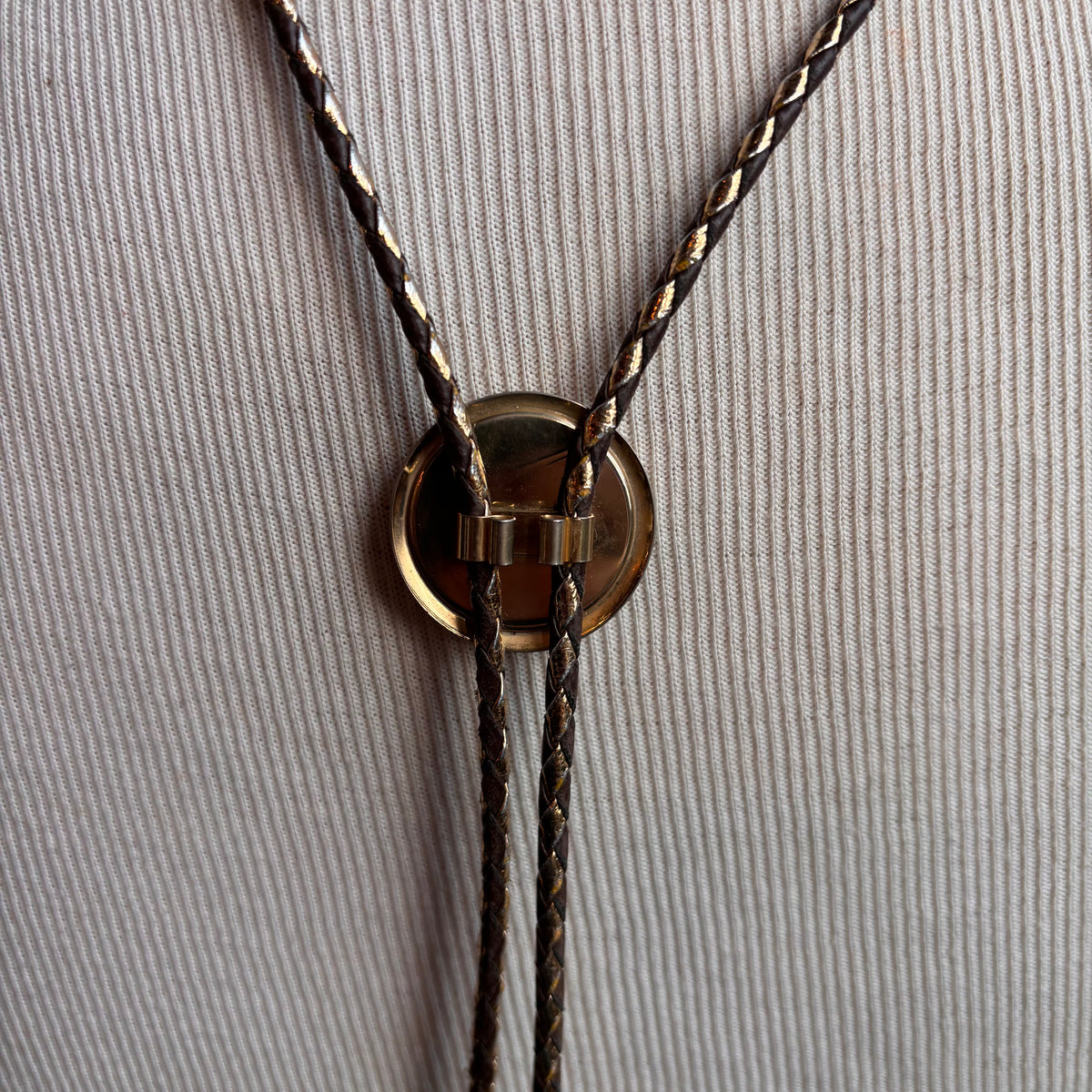 Vintage Colorful Bolo on Two-Tone Metallic Tie