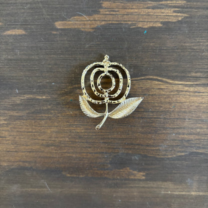 Gold Tone Apple Rose Pin