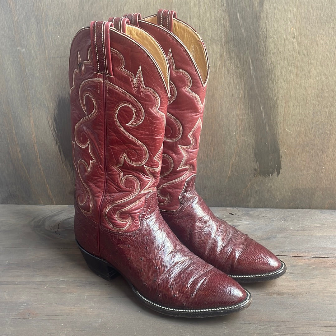 Vintage Decorative Hondo Ostrich Skin Boots