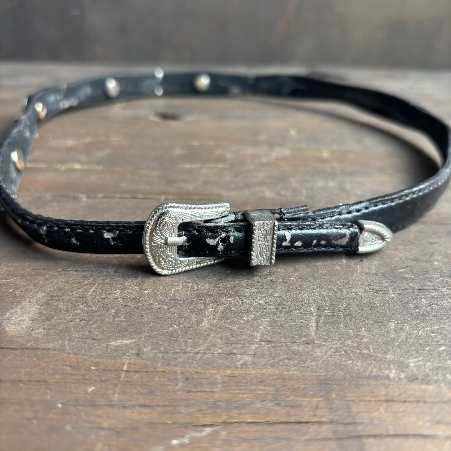 Black Leather Studded Hat Band