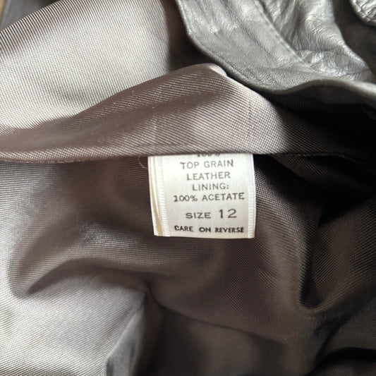 Saks 5th Avenue Grey Leather Skirt