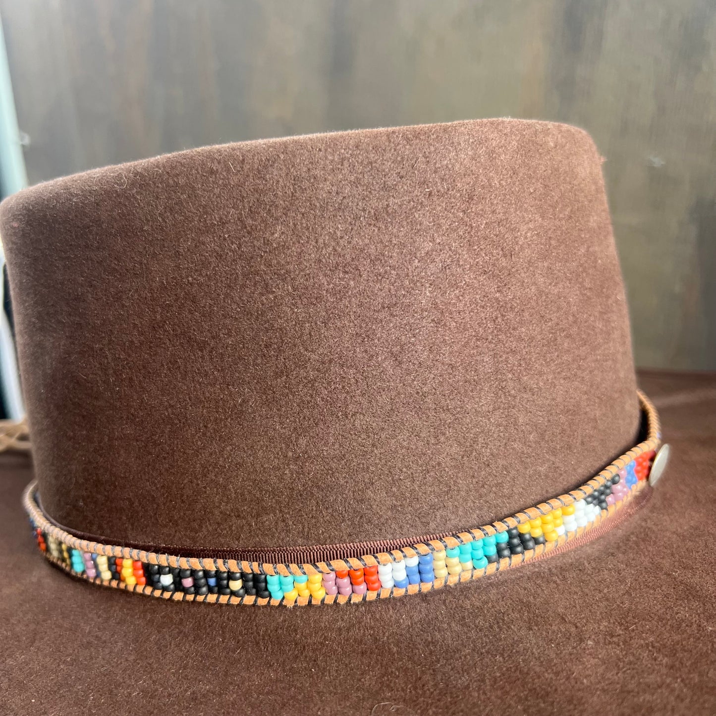 Beaded Leather Hat Band