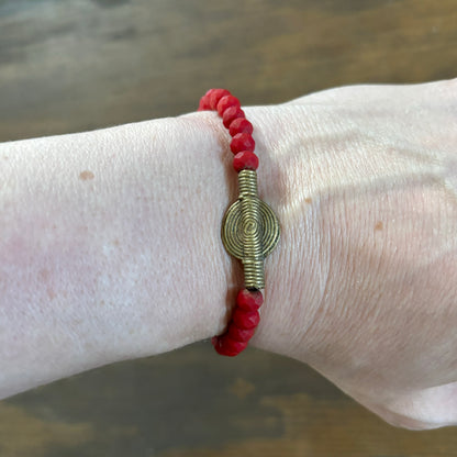 Red Glass Beaded Bracelet