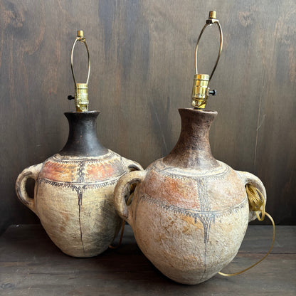 Pottery Style Lamp with Shade (Set of 2)