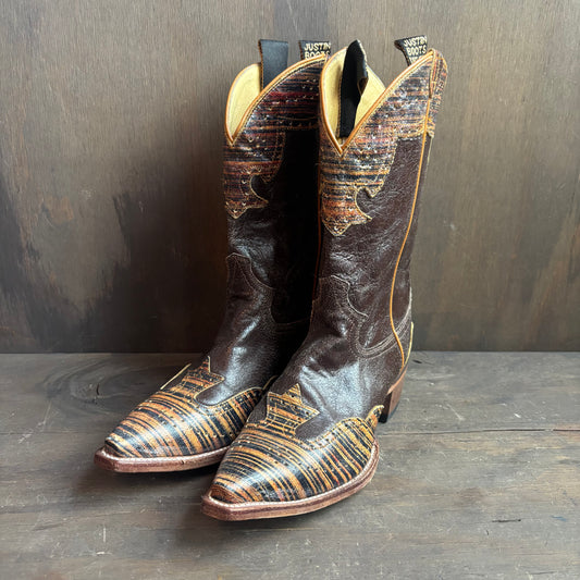 Justin Two-Tone Boots with Perforations