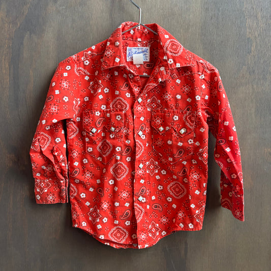 Vintage Rockmount Red Paisley Pearl Snap