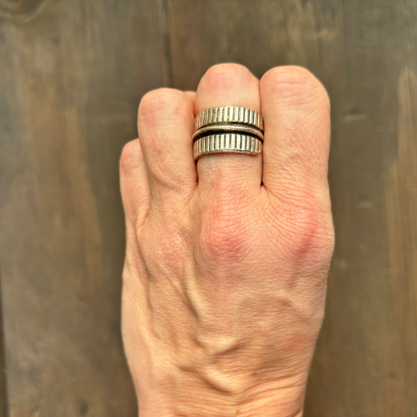 Handmade Silver Double Striped Ring