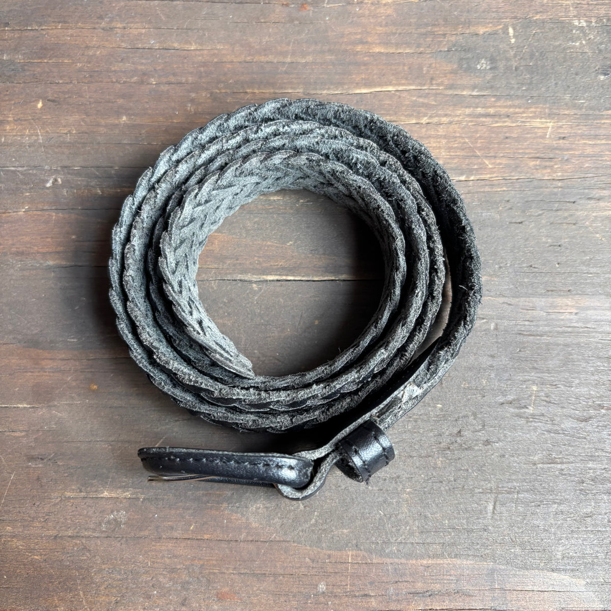 Black Leather Braided Belt