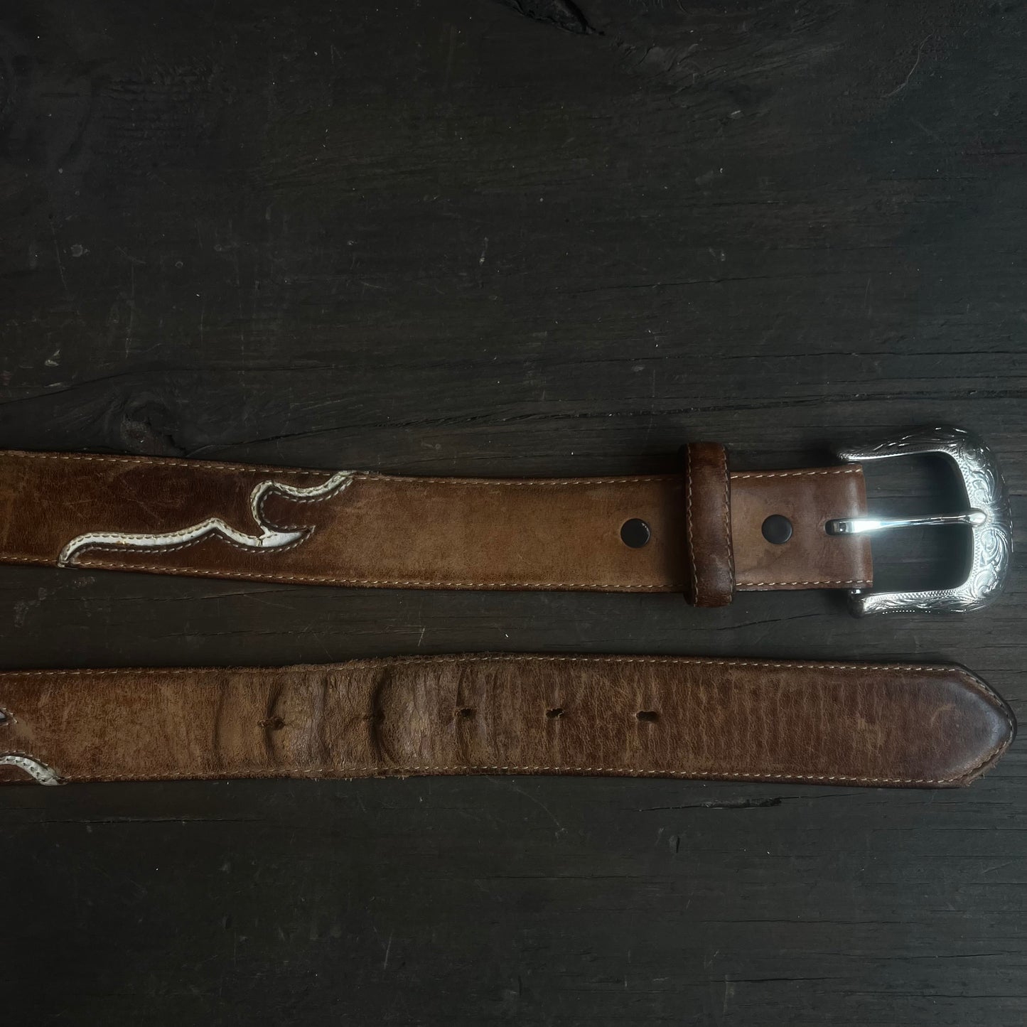 Justin’s Leather Belt with Silver Buckle