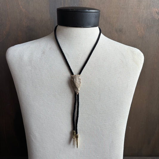 Beige Arrowhead Bolo on Black Velvet Tie