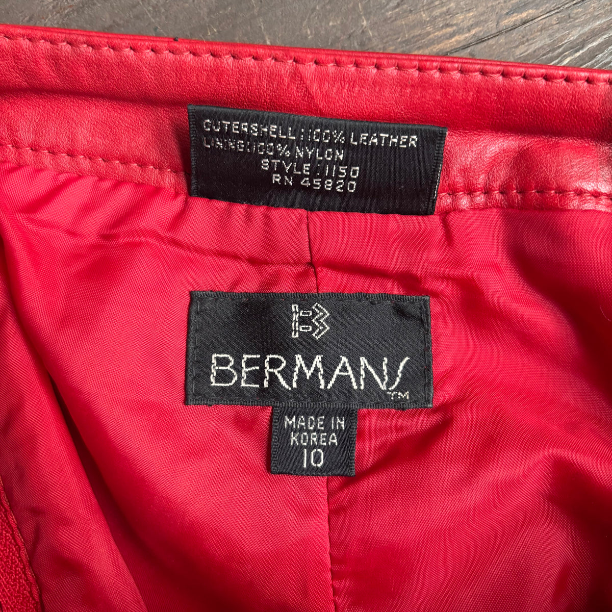 Vintage Red Leather Skirt