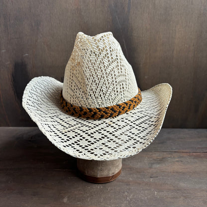 Vintage Straw Hat with Woven Band