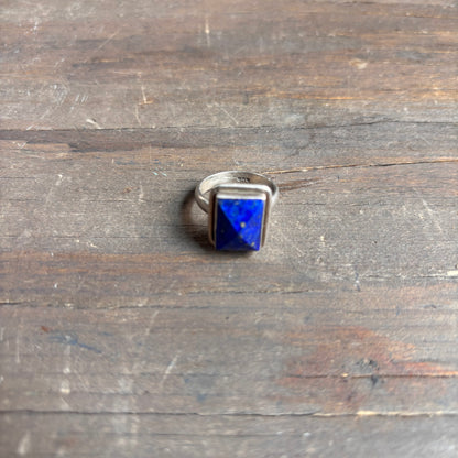 Vintage Silver Square Lapis Ring