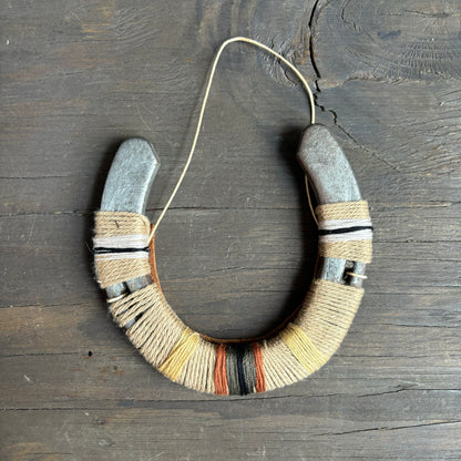 Beige Thread Wrapped Hanging Horseshoe