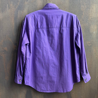 Purple Embellished Button Up with Beaded Fringe