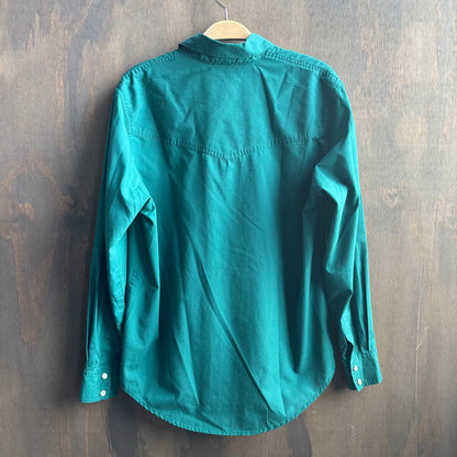 Vintage Sheplers Teal Pearl Snap