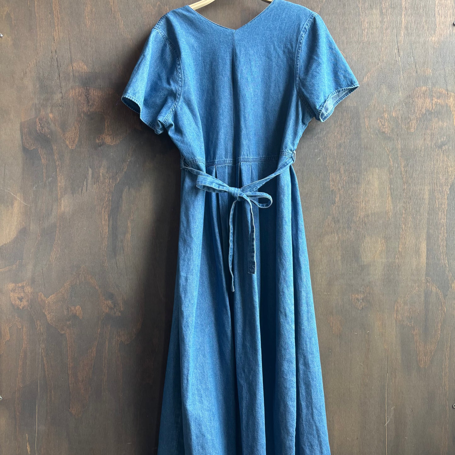 Denim Maxi Dress with Flowers