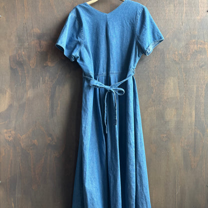 Denim Maxi Dress with Flowers