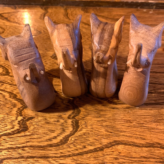 Wood carved elephant napkin rings (set of 4)