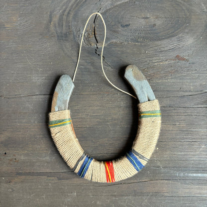 Beige Thread Wrapped Hanging Horseshoe