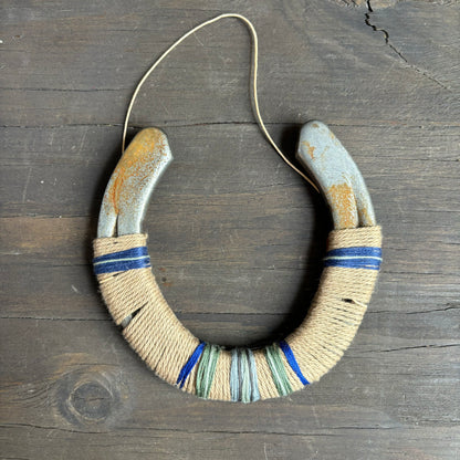 Beige Thread Wrapped Hanging Horseshoe