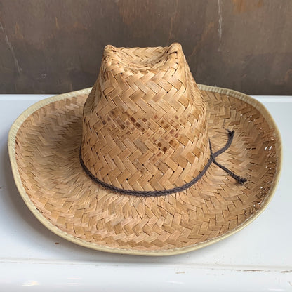 Straw Hat with Brown Tie