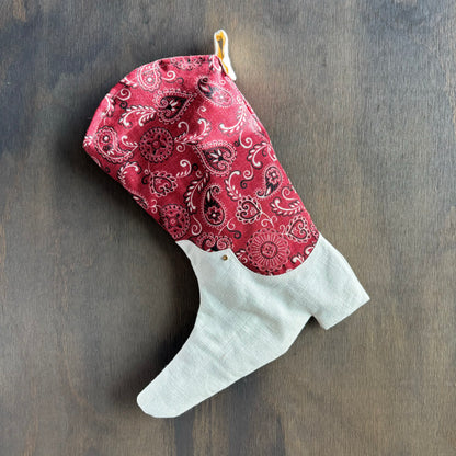 Bandana Print Cowboy Boot Stocking