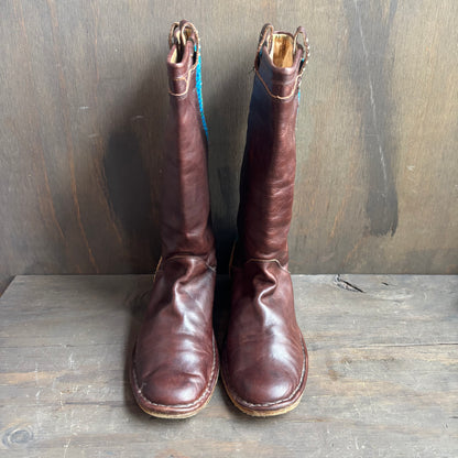 Brown Leather Boots with Quilted Detail