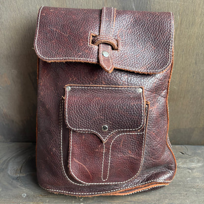 Vintage Brown Leather Mini Backpack