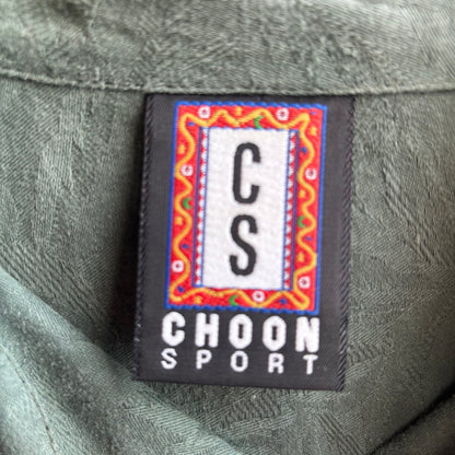 Green Button Up with Suede Cord