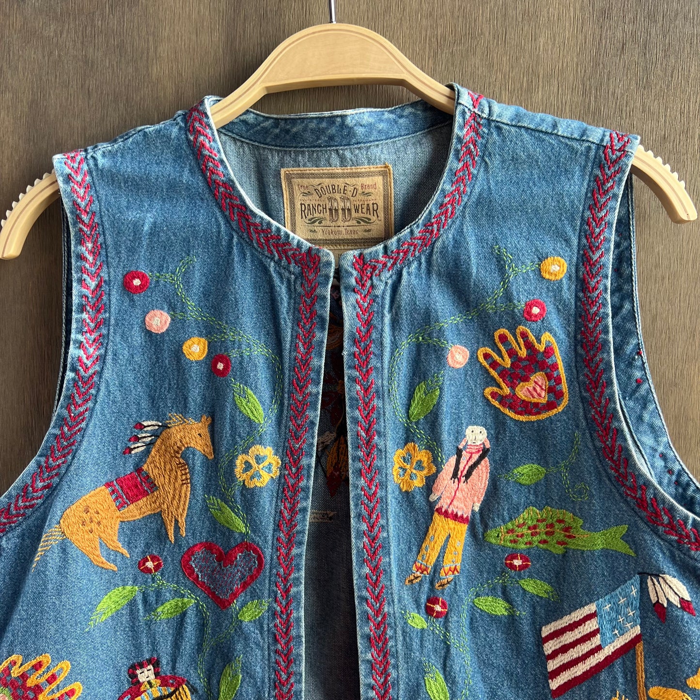 Double D Ranch Wear Denim Vest with South Western Designs