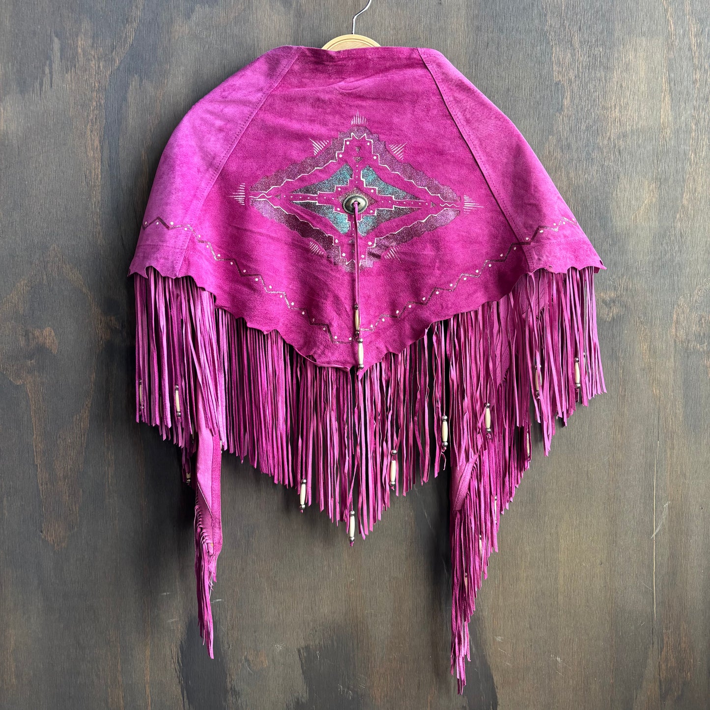 Patricia Wolf Fuchsia Leather Shawl