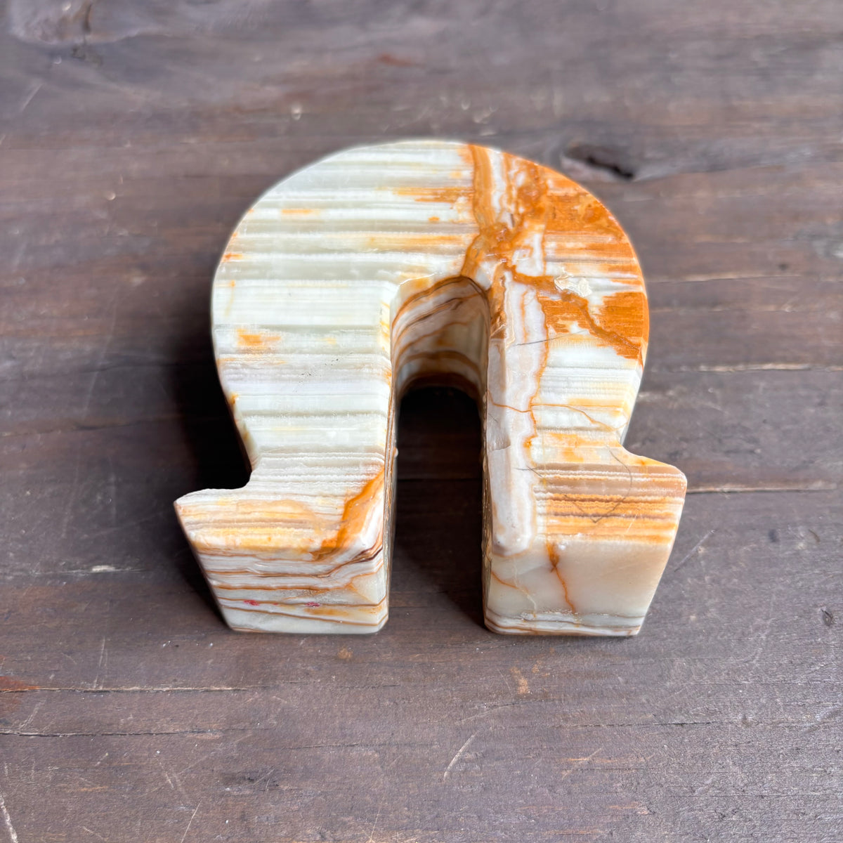 Marbled Stone Horseshoe Candle Holder
