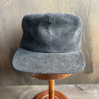 Black Corduroy Flat Brim Cap