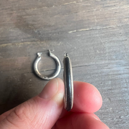 Silver and Black Vintage Hoop Earrings