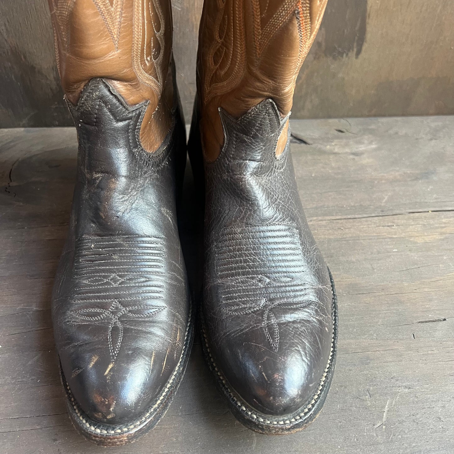 Tony Lama Two-Tone Leather Cowboy Boots