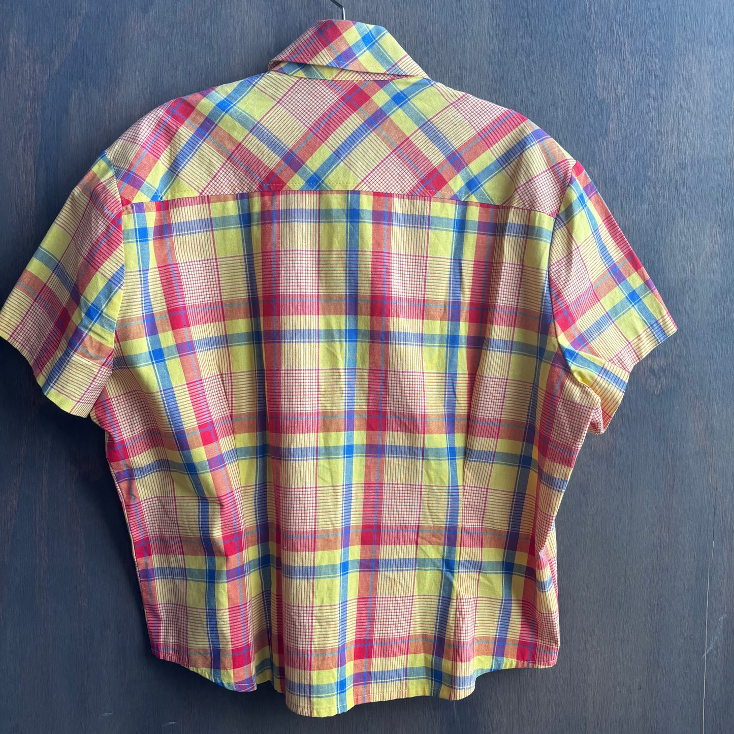 Vintage Yellow Short Sleeve Button Up