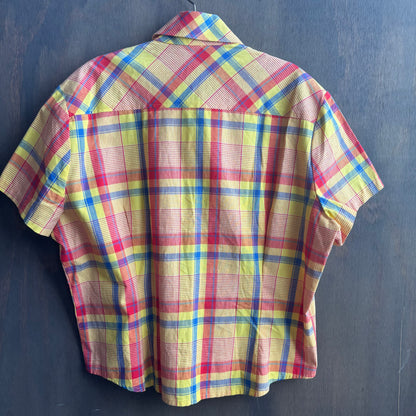 Vintage Yellow Short Sleeve Button Up