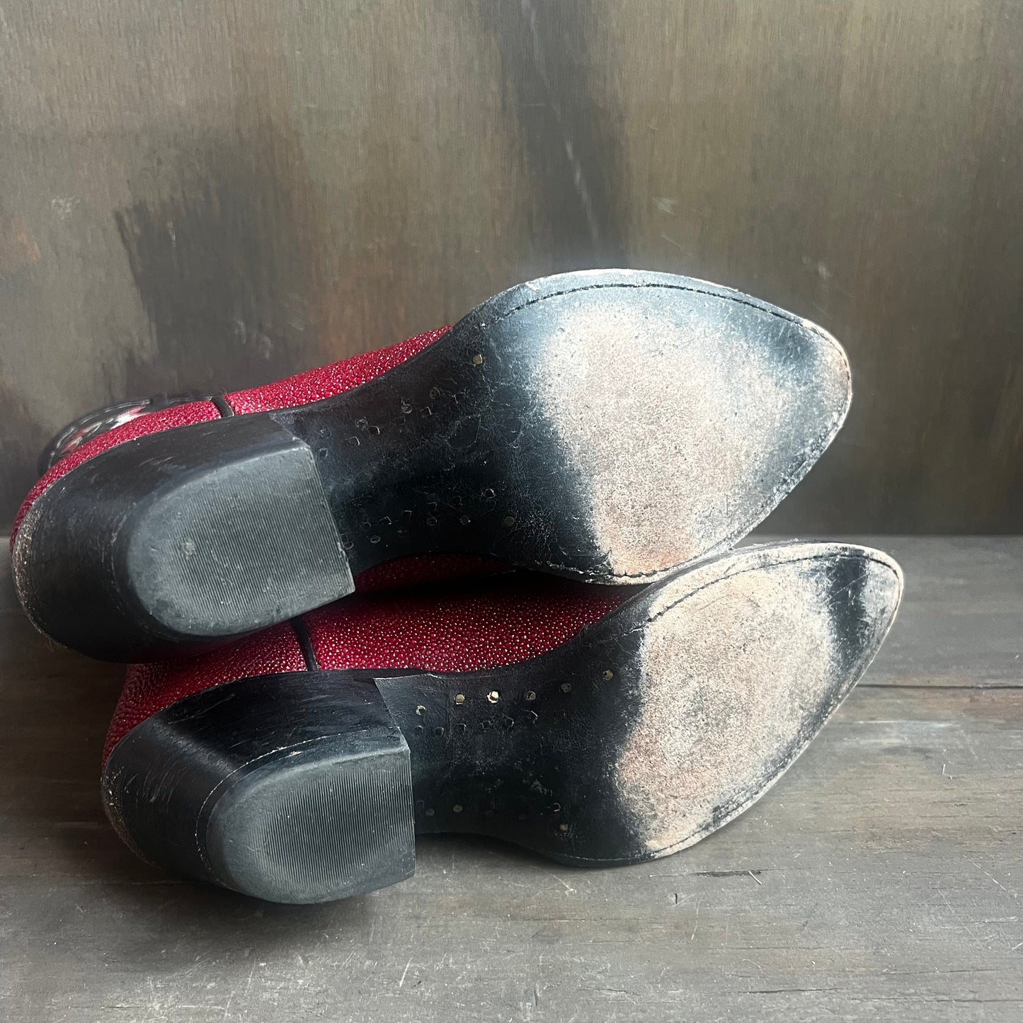 Tony Lama Red and Black Stingray Boots