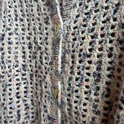 Handmade Multi-Color Cardigan with Heart Buttons
