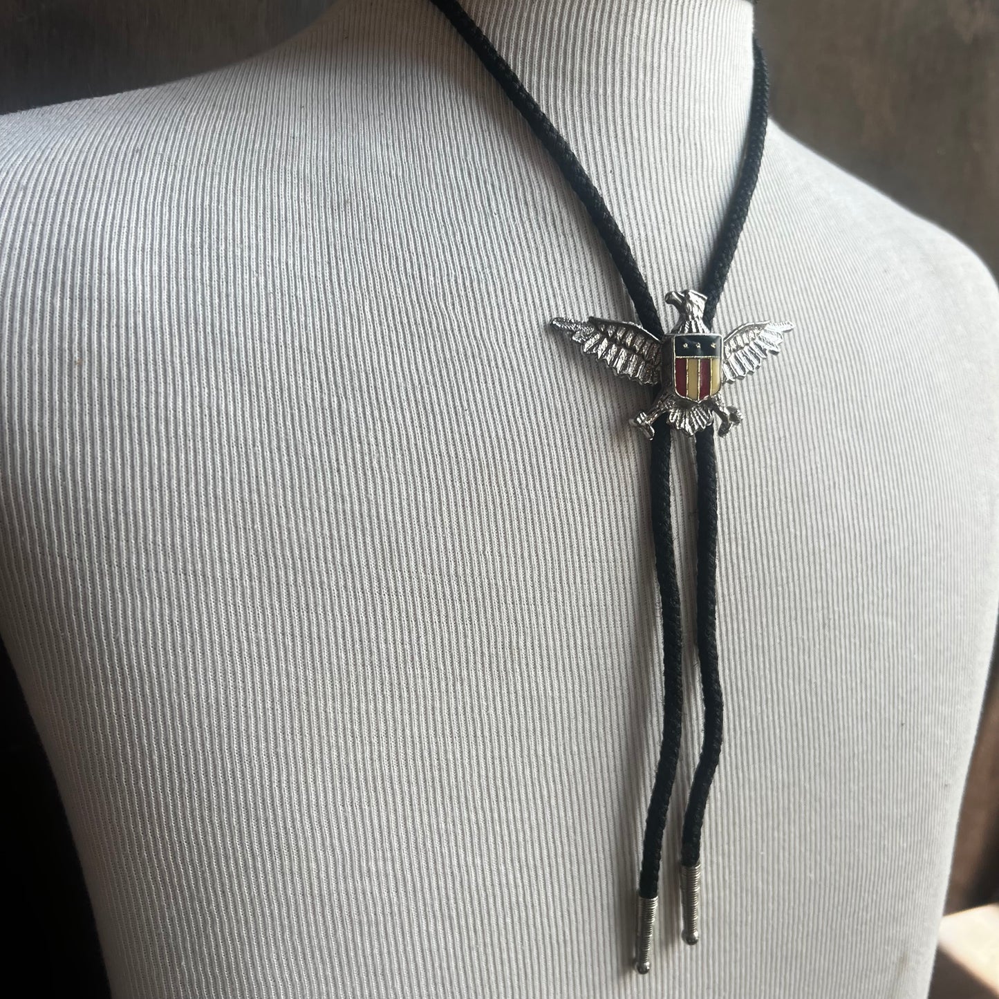 Silver Eagle Bolo with American Flag Shield
