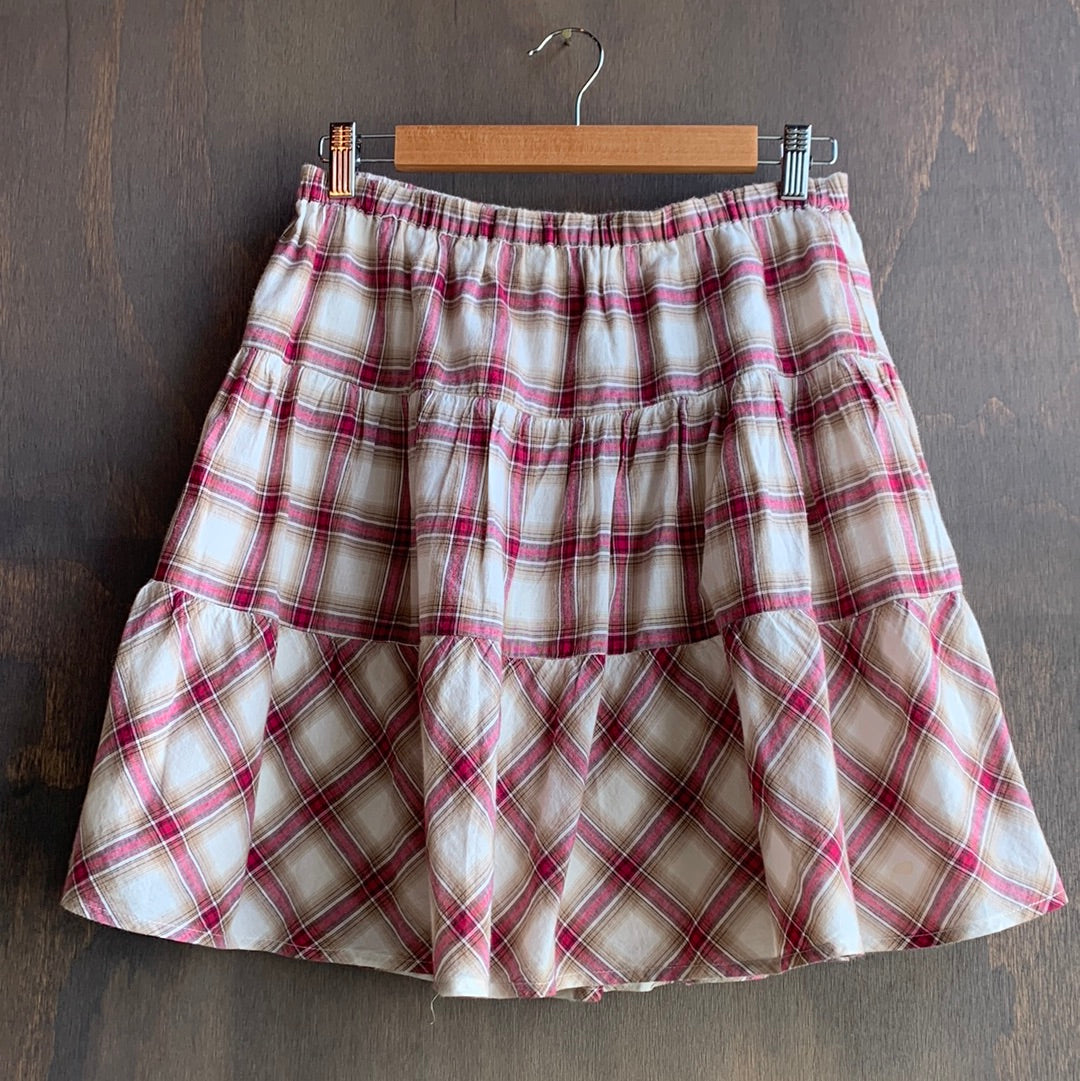 Red and Brown Plaid Skirt