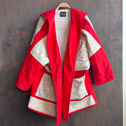 Vintage Red Bird Quilt Cocoon Jacket