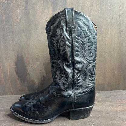 Tony Lama Black Leather Cowboy Boots