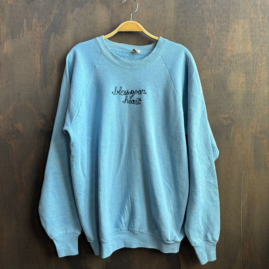 Custom Light Blue “Bless Your Heart” Swestshirt