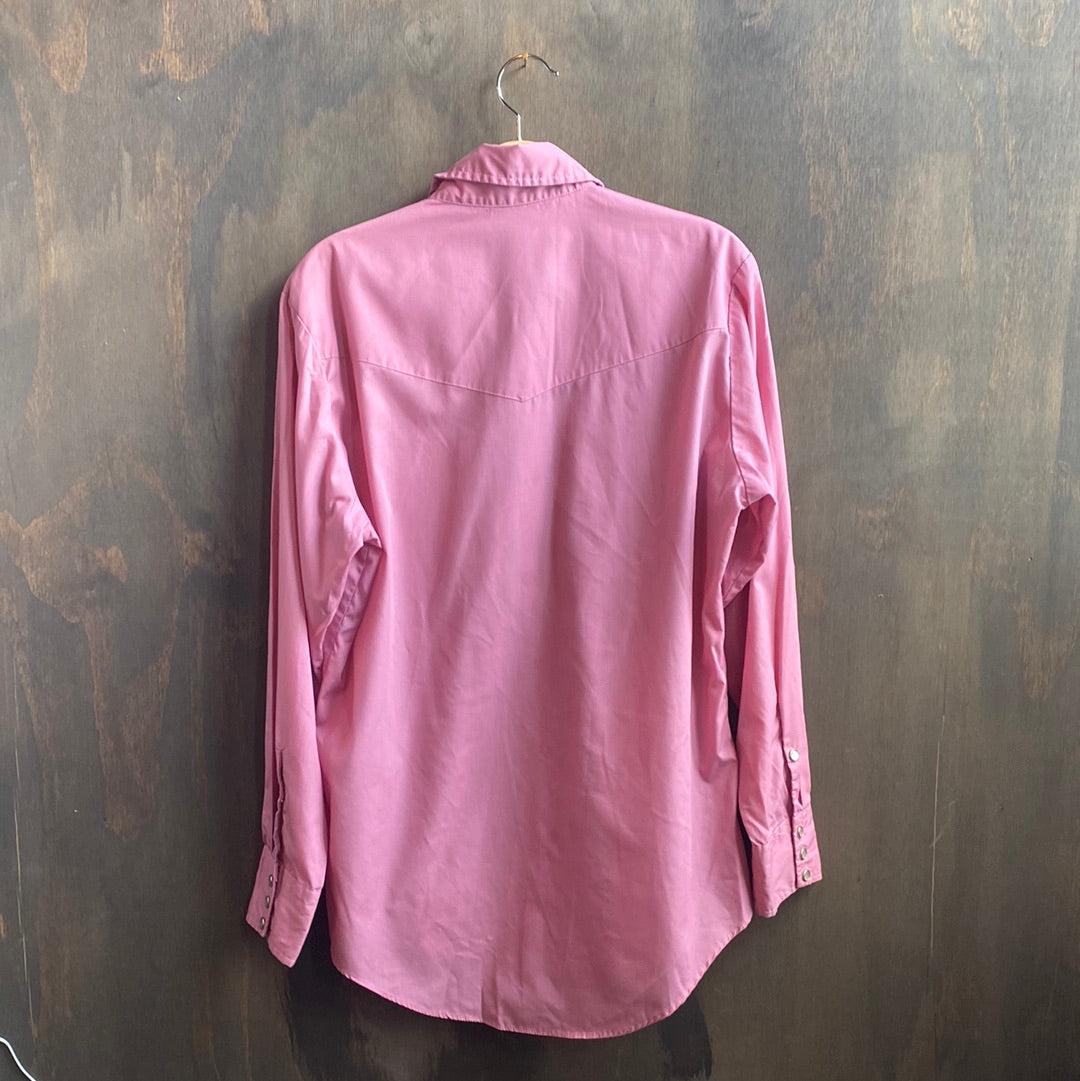 Vintage Pink Pearl Snap Button Down