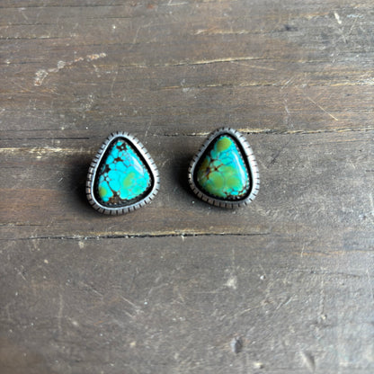 Silver and Turquoise Triangle Earrings