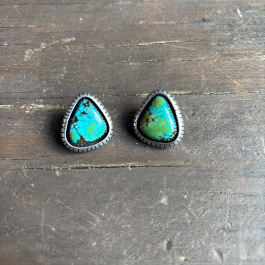 Silver and Turquoise Triangle Earrings