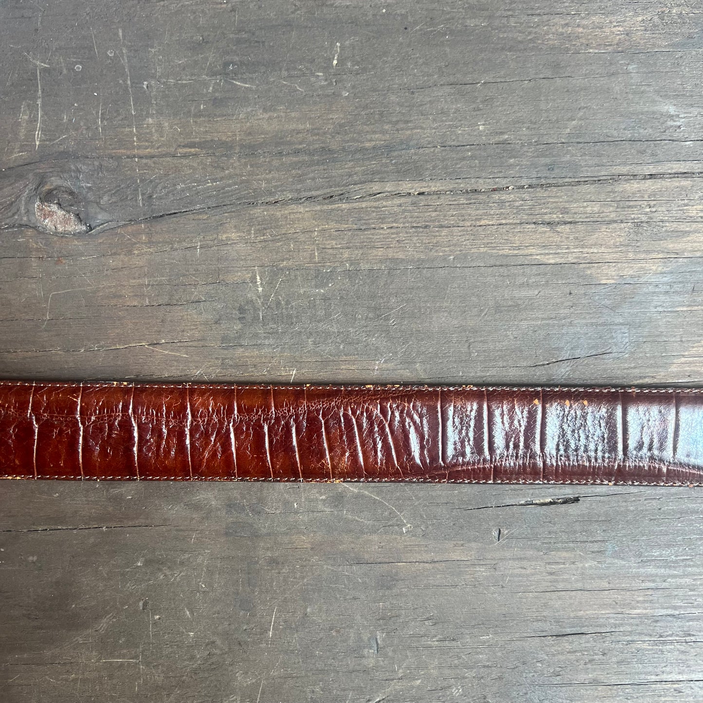 Brighton Embossed Leather Belt with Horse Head Buckle