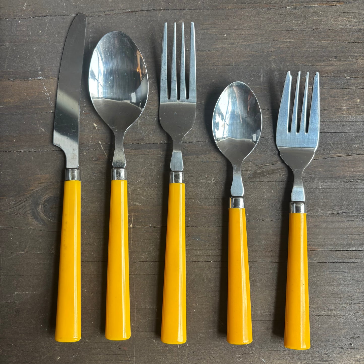 Yellow Handled Bakelite Silverware Set